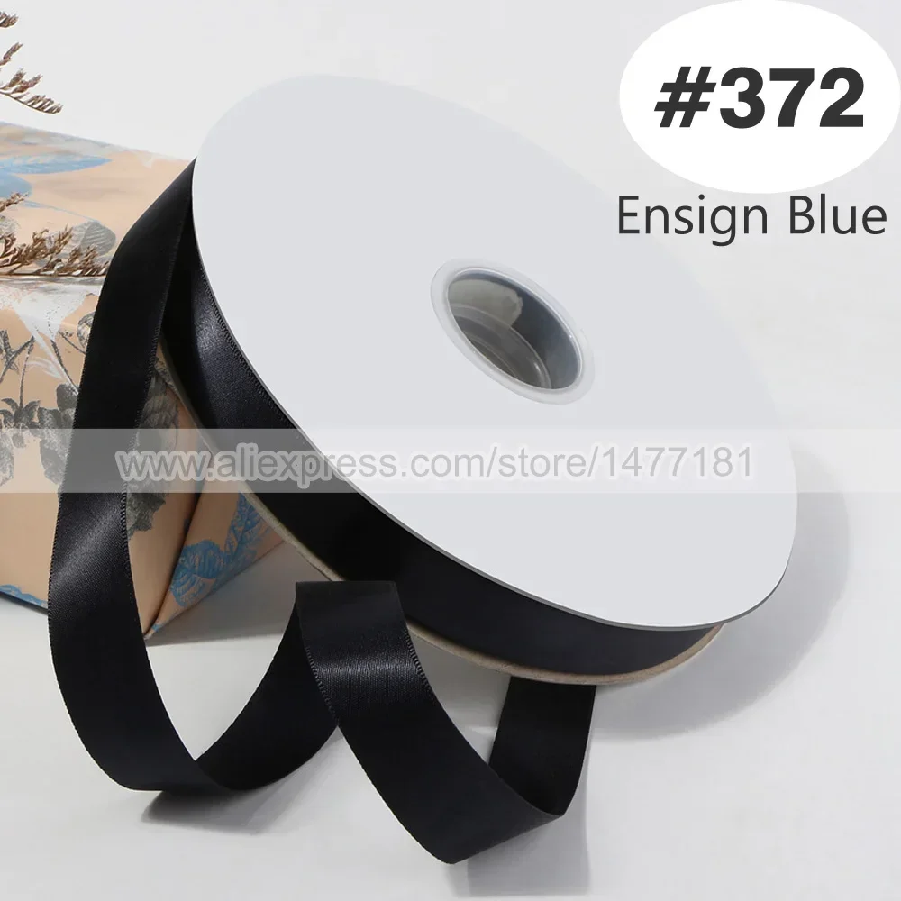 Blue Double Face Satin Ribbon – High-Density Polyester Fabric, Multiple Widths Available, 100 Yards