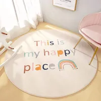 Cartoon Round Fluffy Carpet Living Room Rainbow Bedroom Rugs For Kids Room Plush Nursery Play Mat For Children Soft Baby Rug 2