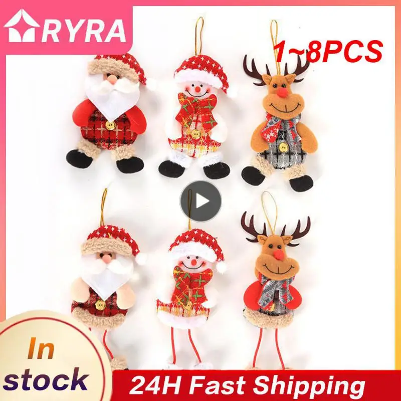 

1~8PCS Happy New Year Christmas Ornaments Xmas Gift Santa Claus Snowman Tree Pendant Doll Hang for Home Noel