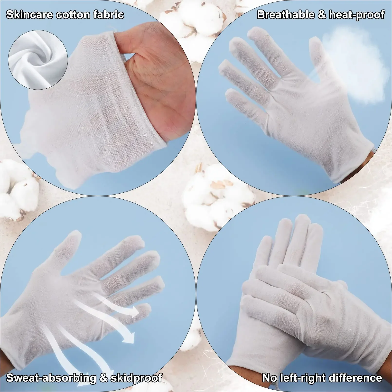 Weiße Baumwolle Arbeits handschuhe Bulk für trockene Handhabung Film Spa Handschuhe zeremonielle High Stretch Handschuhe Haushalts reinigung Arbeits werkzeuge