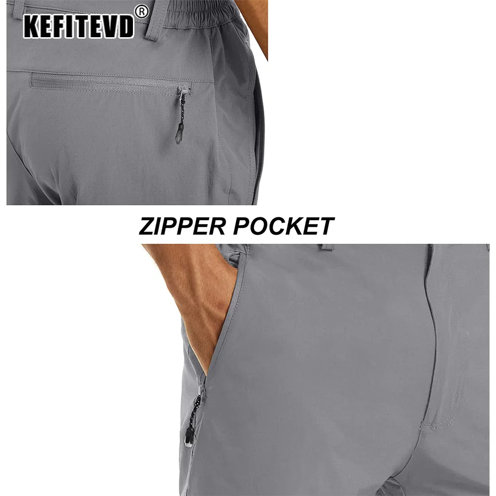 KEFITEVD Summer Quick Dry Shorts Men's Lightweight 3/4 Cargo Short Workout Sport Outdoor Pants Hiking Jogging Camping Bottoms