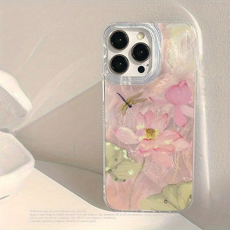 Lotus Dragonfly Feather Texture Phone Case