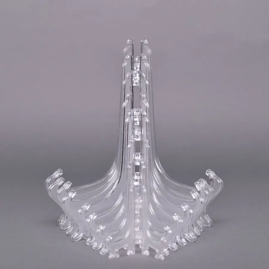 Clear Plastic Acrylic Easels Table Top Plate Holder Dish Bowl Racks Photos Picture Frame Folding Stand Storage Home Decor Holder 5