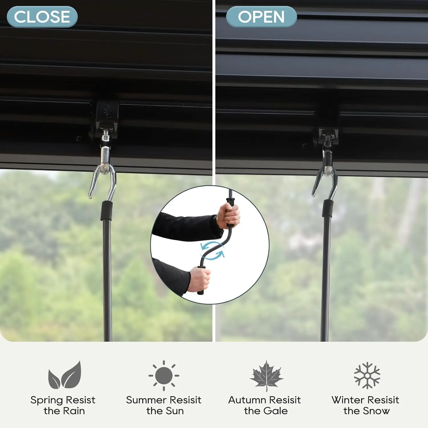 10' ×13' Outdoor Louvered Pergola, Aluminum Outdoor Louvered Pergola Patio with Adjustable Roof for Outdoor Deck (Black)