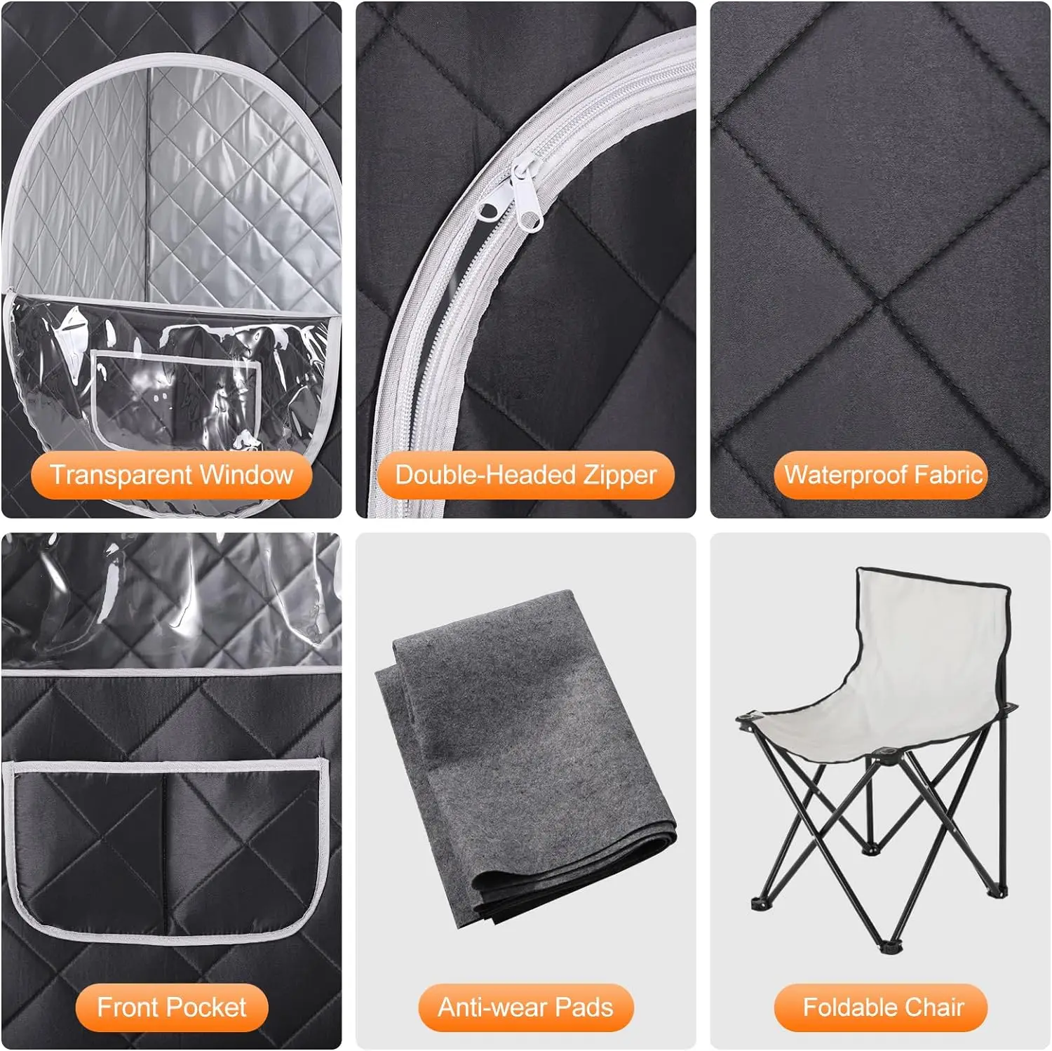 Portable Steam Sauna Personal Home Sauna Tent with 4L 1400W Steam Generator Remote Control & Foldable Chair Indoor Sauna Spa 5
