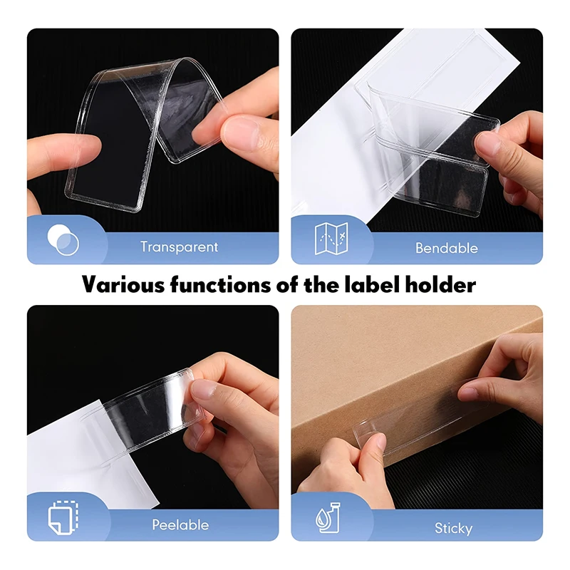 Adhesive shelf tag pockets clear adhesive shelf tag pockets label holders for organizing classify items stationery office supplies 60 Pcs MOHAMM