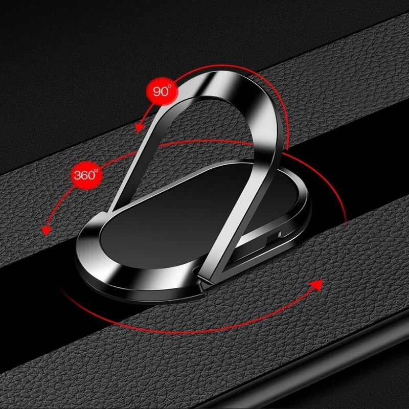 Luxurious Magnetic PU Leather Case with Ring Holder - Shockproof Bumper