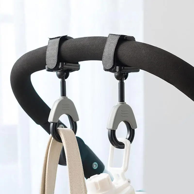 

360 Degree Rotation Stroller Hooks Organizer For Baby Hanging Bags Adjustable Multi Purpose Baby Car Accessories 2pcs