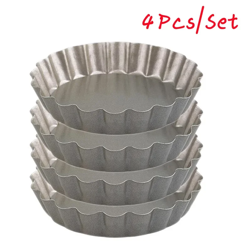 

4 Inch Gold Mini Pizza Pans Mould Pie Muffin Cupcake Mold Non-Stick Tart Removable Loose Bottom Round Pan Flan Pan Dessert Molds