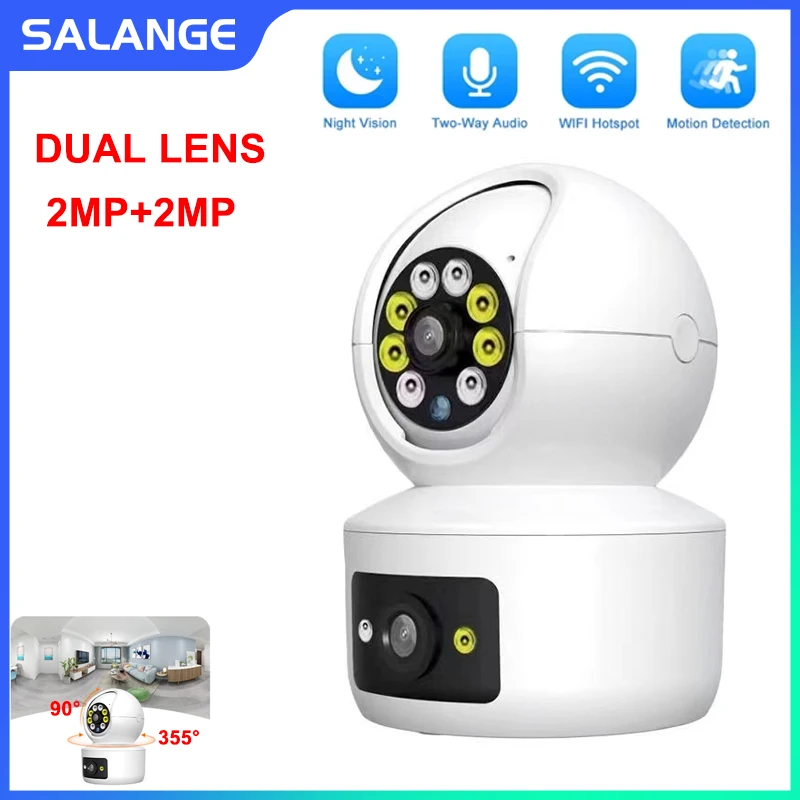 Salange 4MP 1080P Dual Lens Scecurity Camera Double Screen PTZ  IP AI Humanoid Detection Full Color CCTV Intercom Baby Monitor cctv camera tester ipc 1800cadh plus 4inch touch screen monitor support upt to 4k h 265 ip camera ahd tvi cvi