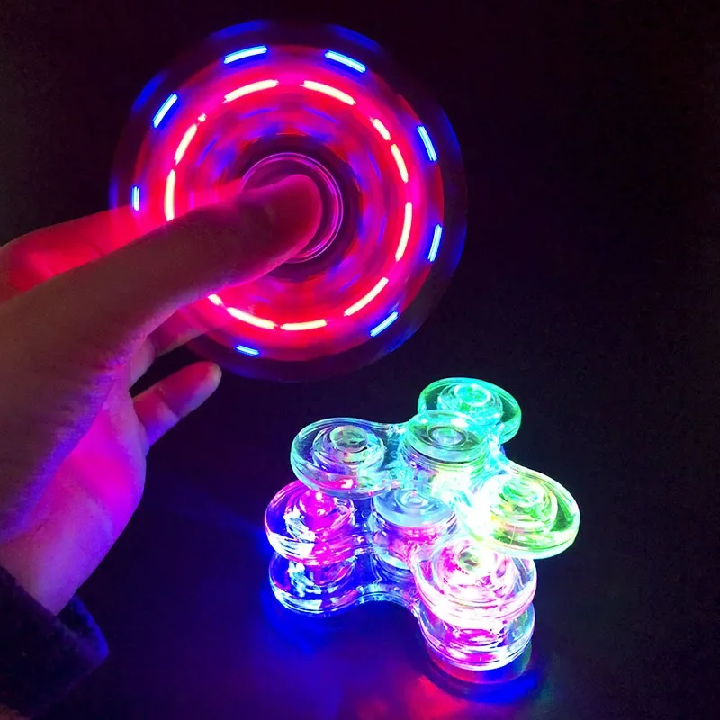 크리스털 발광 LED 피젯 스피너 감압 발광 자이로스코프 장난감, ADHD 불안 해소, 성인 및 어린이 생일 선물