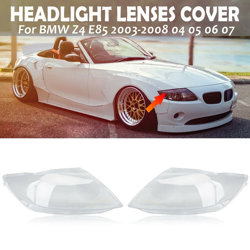 

Car Headlight Cover Head Light Lamp Lens Left+Right Fit For-BMW Z4 E85 2003-2008