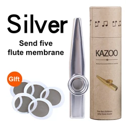 Metal Kazoo with Flute Film Set - Easy-to-Learn Musical Instrument Gift (Silver kazoo)