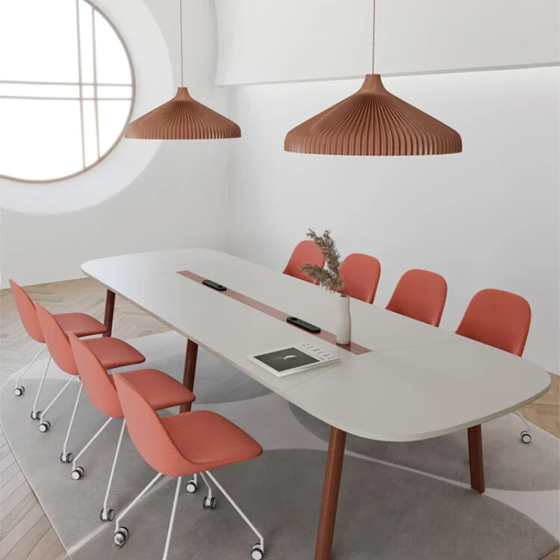 Conference long table, simple modern oval small negotiation table and chairs, combination desk, conference room furniture office seats chairs ventilated cool cushions fans breathable and a great tool for long term sitting during work