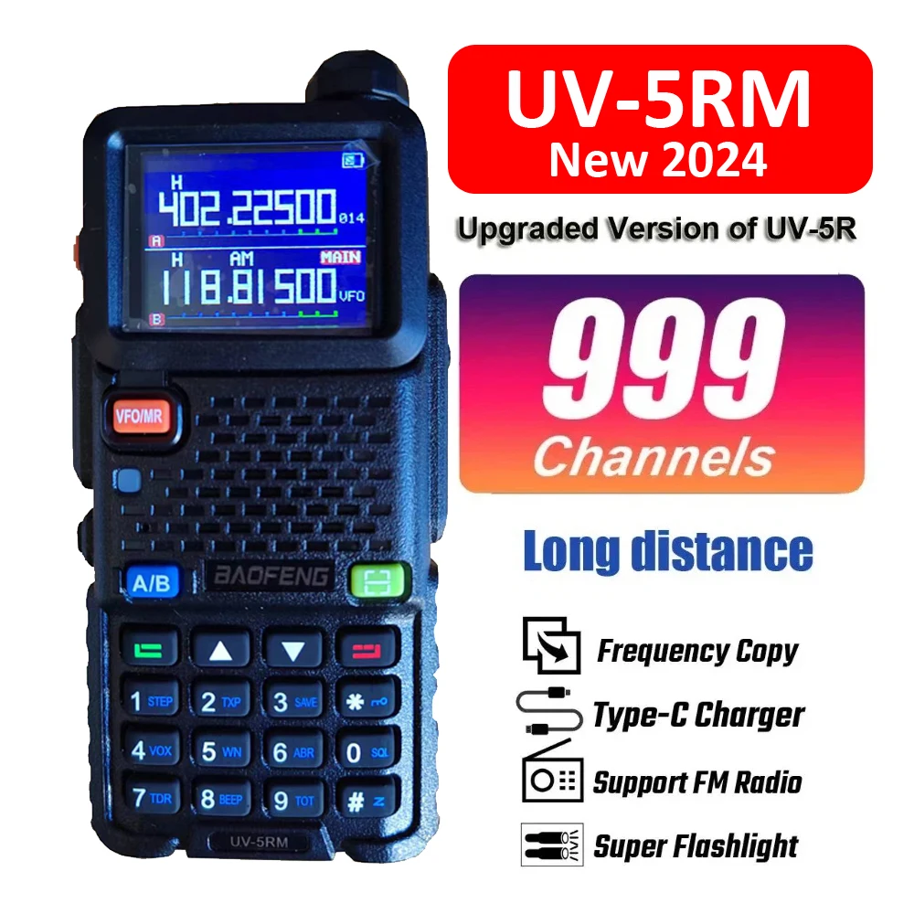 

Two Way Radio Baofeng UV-5RM Multi Band VHF UHF Walkie Talkie AIR Band Ham CB Radio 999CH Frequency Search Weather Forecast FM