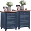 Farmhouse Night Stand Set of 2,Wood Nightstand with 3 Drawers,Bedside End Table with Storage and Roman Column,for Bedroom 1
