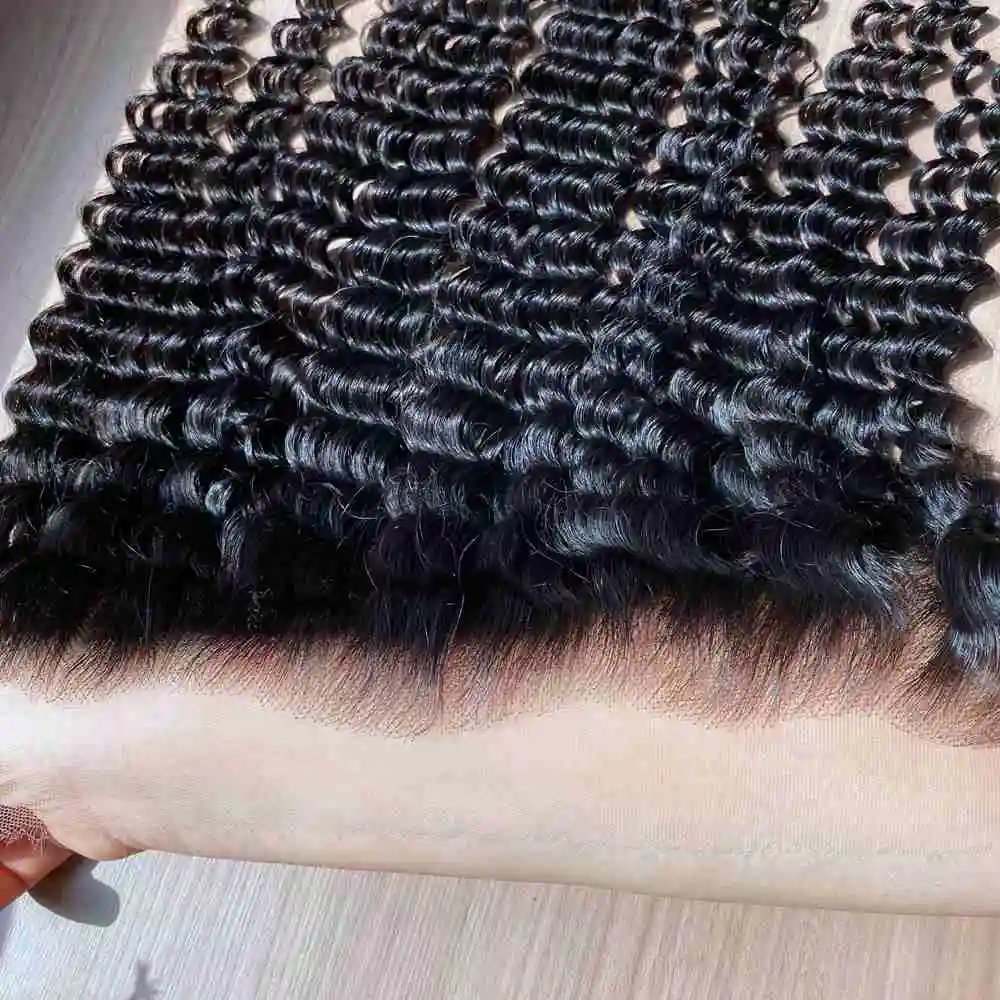 7X7 6X6 5X5 Invisible HD Lace Closure Frontal Human Hair Deep Wave Hair Melt Skins Pre Plucked HD Lace Closure Only Virgin