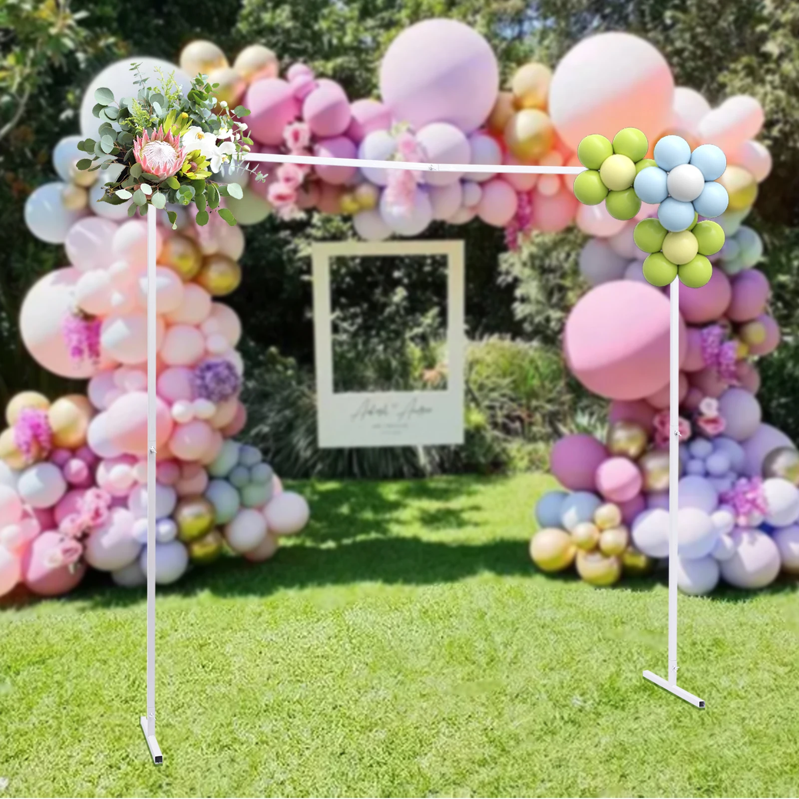 Wedding Stand with Bases Easy Assembly White Color Square Garden Arch Metal for Weddings Quinceaneras Event Decoration