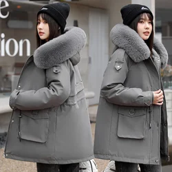 Winter Jacket Women Parka 2023 New Fashion Long Coat Wool Liner Parkas Fur Collar Hooded Warm Female Loose Puffer Jacket Clothes
