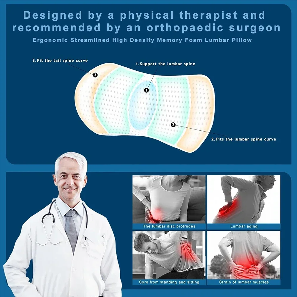 Ergonomic Memory Foam Lumbar Support Cushion for Ultimate Back Comfort