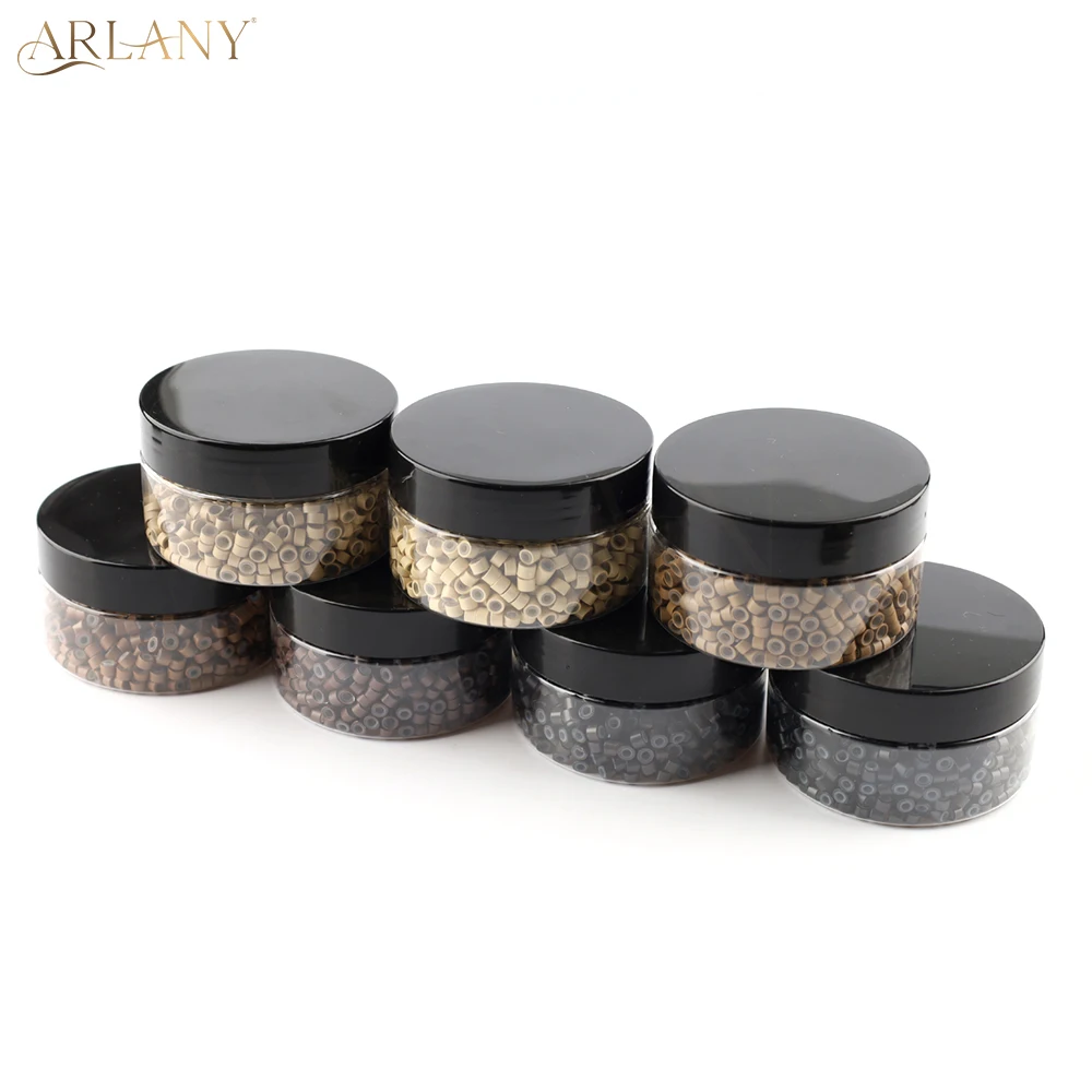 ARLANY 1000개 4.5mm 마이크로 링크 비즈 헤어 익스텐션용 실리콘 라이닝 링 웨프트 익스텐션용 깃털 익스텐션용