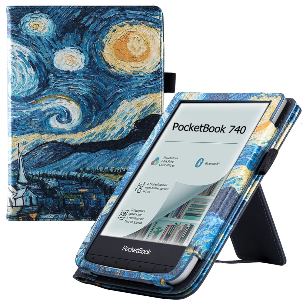Estojo com Suporte para Pocketbook 740 de 78 Inkpad Pro Inkpad Cores Ereader Capa de Couro pu com Alça de Mão e Auto Dormir Wake