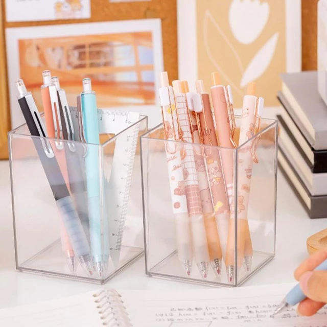 Acrylic Pen Holder Desktop Organizer INS Transparent Pencil Container  School Office Stationery Cosmetics Storage Box Pens Box - AliExpress