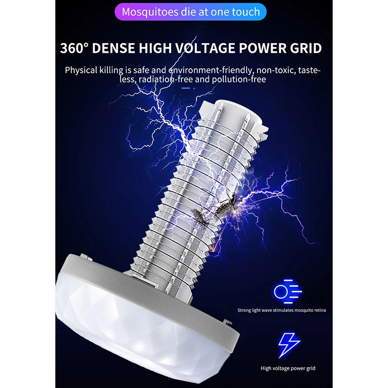 Outdoor Mosquito Killer Rainproof Electric Shock Garden Insect Killer Lamp LED Flashlights for Fishing capming hiking