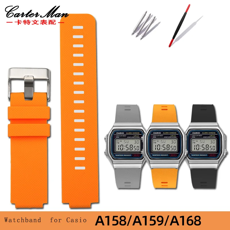 Braccialetto Da Polso In Silicone Rialzato Da 18Mm Per Casio Small Square A158 A159 A168 A169E Ae1200 Cinturino Per Orologio In Silicone Serie Ae1300
