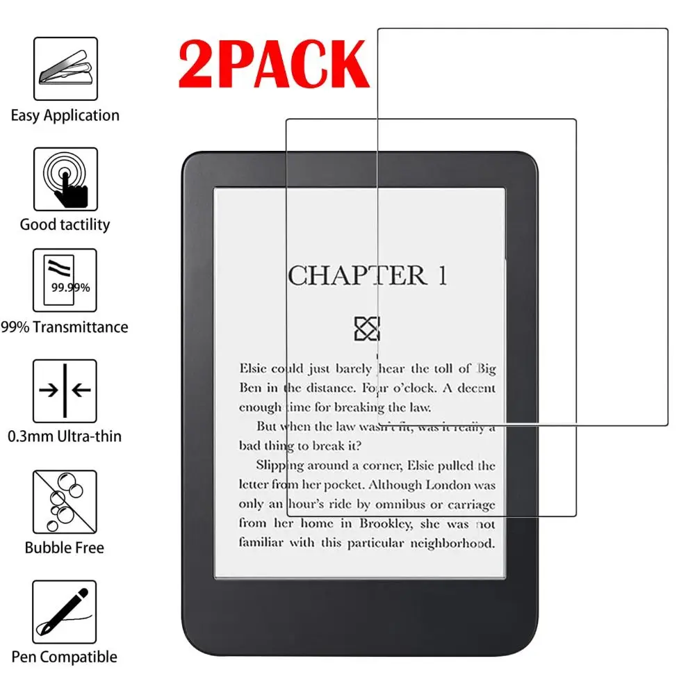 2 قطعة واقي للشاشة من الزجاج المقسى 6/7/10.3 بوصة eReader طبقة رقيقة واقية لـ KOBO Clara 2E Libra Color BW 2024