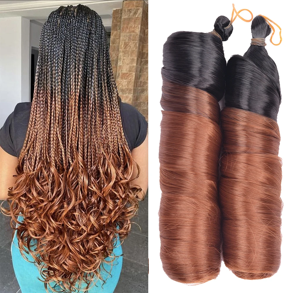 

Synthetic 22Inch French Curly Braiding Hair Spiral Curls Crochet Hair Bouncy Silky Braids Hair Bulk Hair Extensions For Women