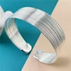 Silver Plating Open Bangle Adjustable Size Cuff Bracelet Made Of Many Silvery Color Threads Artistic Design For Women'S Jewelry 2
