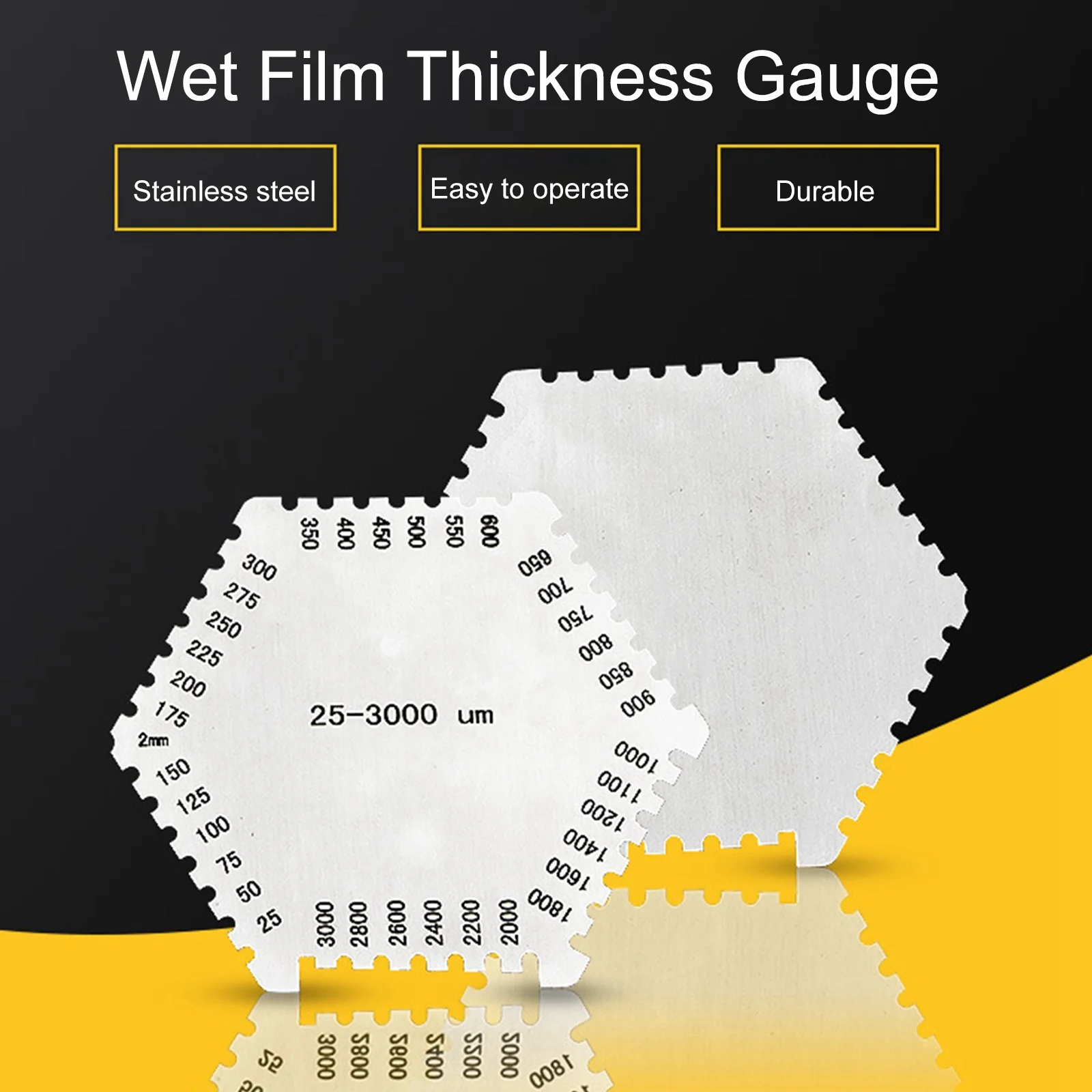 

High Precision Stainless Steel Hexagon Wet Film Comb Stainless Steel Wet Diaphragm Thickness Gauge Measuring Instruments