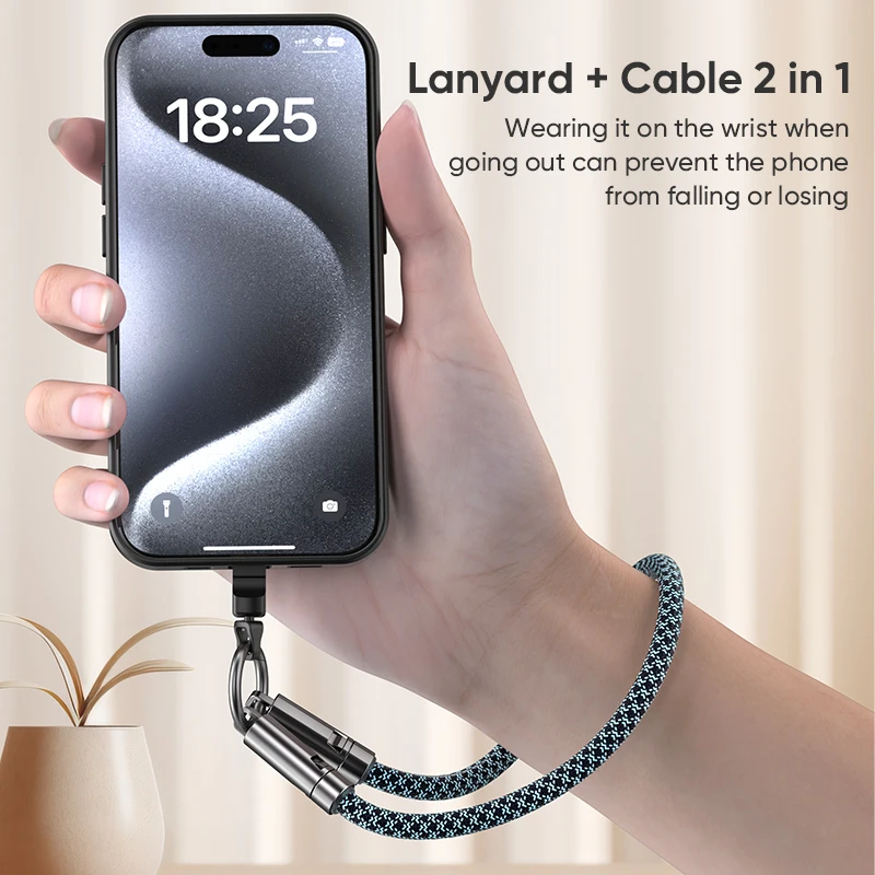 USB C to USB C 케이블 휴대용 키체인, 240W 폰 손목 끈 고속 충전 케이블 아이폰 17/16, 삼성 갤럭시 S25/S24용