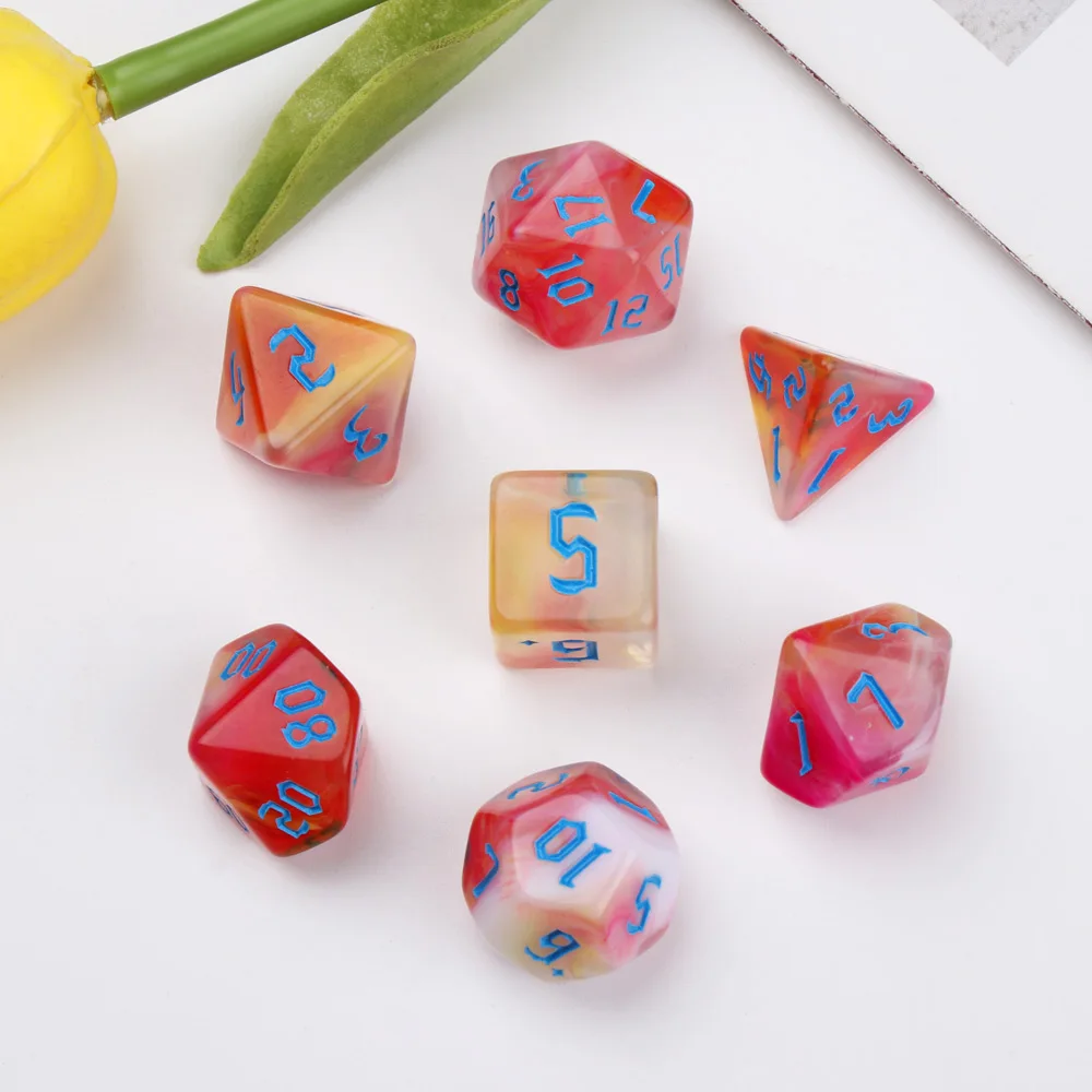 7Pcs/Set Polyhedral Dice Set For TRPG DND Board Card Math Games