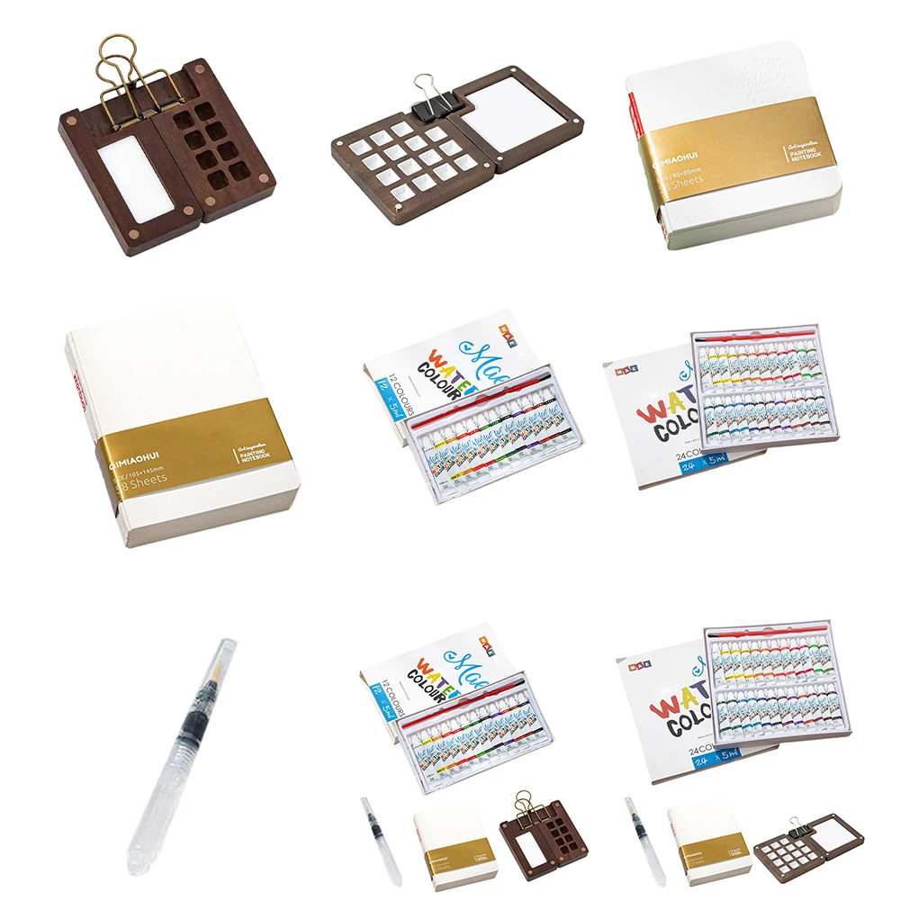 Watercolor Paper Pad Watercolor Sketch Book with Binder Clips Pocket Artist Travel Set for Painters Artists Students