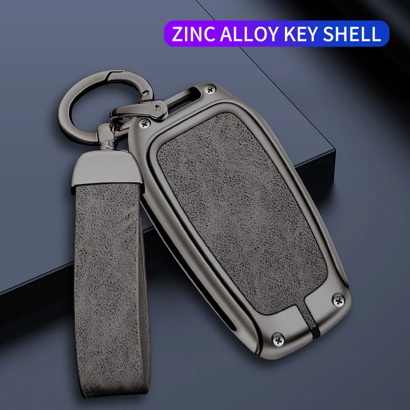 Autoschlüsseletui aus Zinklegierungsleder, Schutzhülle für Toyota CHR Hilux Fortuner Land Cruiser 200 Camry Corolla Crown RAV4 Highland