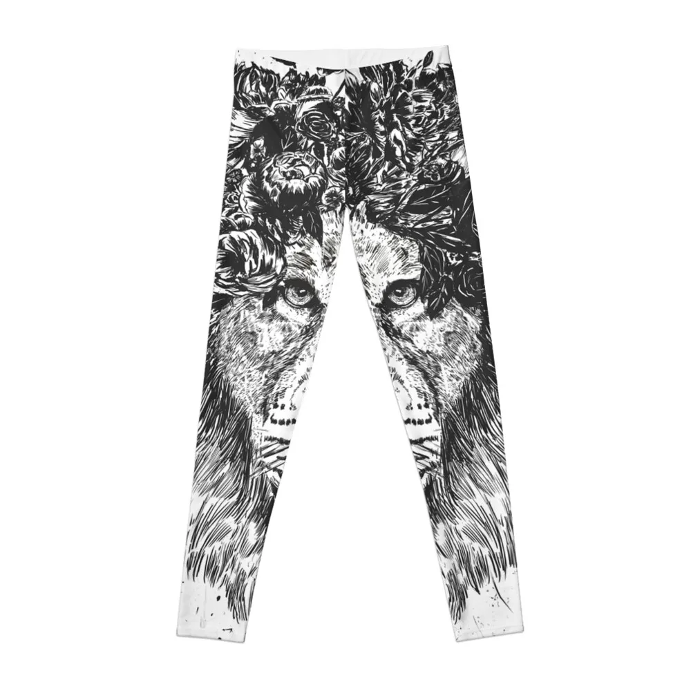 

Floral lion (bw) Leggings for physical active wear Women's high waist Womens Leggings