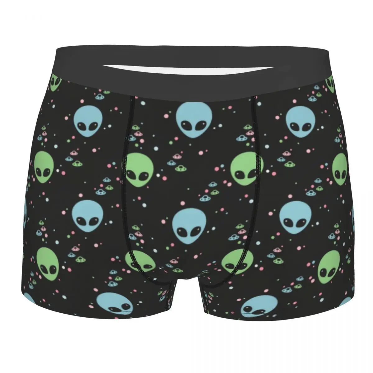 

Green And Blue Alien Heads With UFO Boxer Shorts Men 3D Print Male Breathbale Sci Fi Space Underwear Panties Briefs