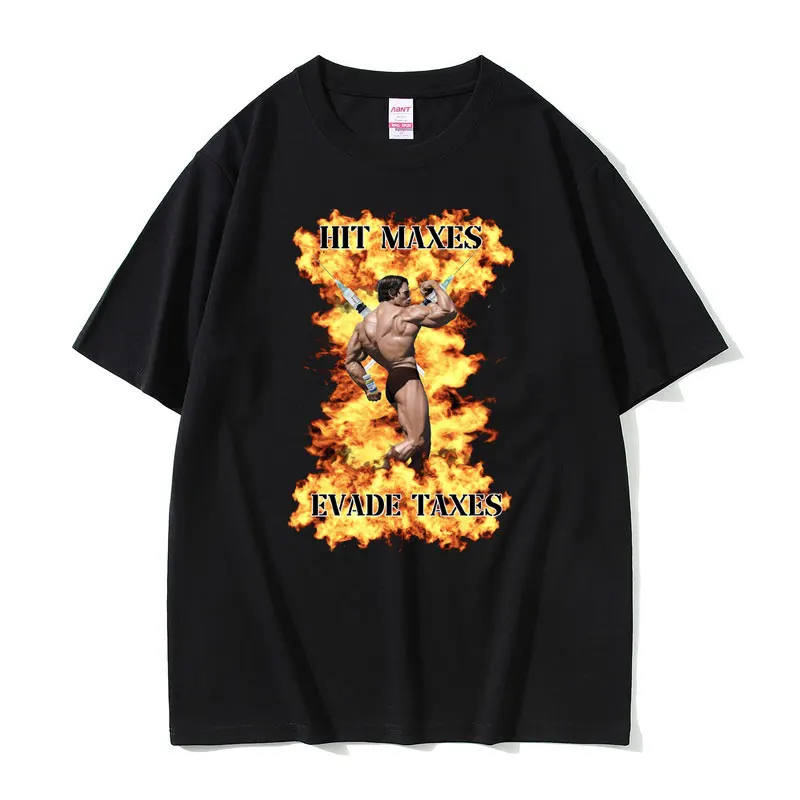 Hit Maxes Evade Tasse Stampa Grafica Tshirt Uomo Donna Moda Estate Magliette Oversize Maschio Casual Divertente Magliette Nere Manica Corta