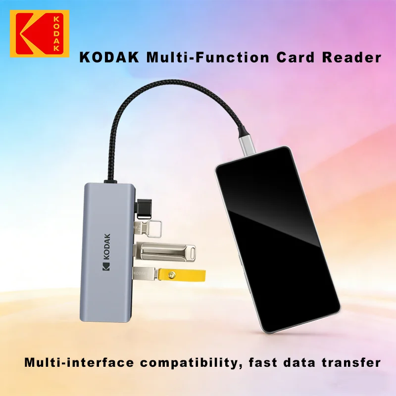 코닥 T344 5-in-1 다기능 카드 리더 허브 USB 3.0 USB 2.0 타입-C 인터페이스 미니 SD TF 카드 리더