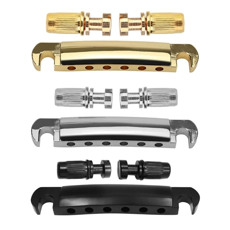 Set Di 6 Corde Golden Electric Guitar Tune O-Matic Bridge Stop Bar Tailpiece Lp Guitar Bridge Parte Di Ricambio O-Matic Style