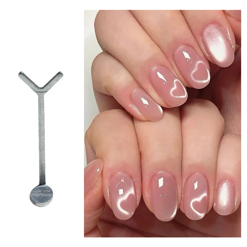Y자형 네일 마그넷 스틱 와이어 도구, 하트 및 잉곳 모양을 네일에 만들기 위한 도구, 러브 하트 캣아이 네일 마그넷 아트 액세서리