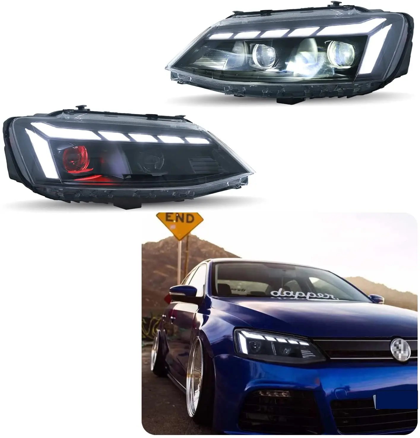 

LED Headlights For VW Volkswagen Jetta 2015 2016 2017 2018 With The Start Up Animation Sequential Indicator Front Lamp Assembly