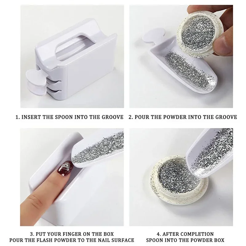 Nail Glitter Powder Recycling Box Double Layer Magic Mirror Powder Storage Case Shiny Sequin Rhinestone Container Manicure Tools