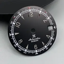 Vintage Olive Green Luminous Watch Dial - 28.5mm Watch Face Accessories - NO logo (Black Silver Mark)