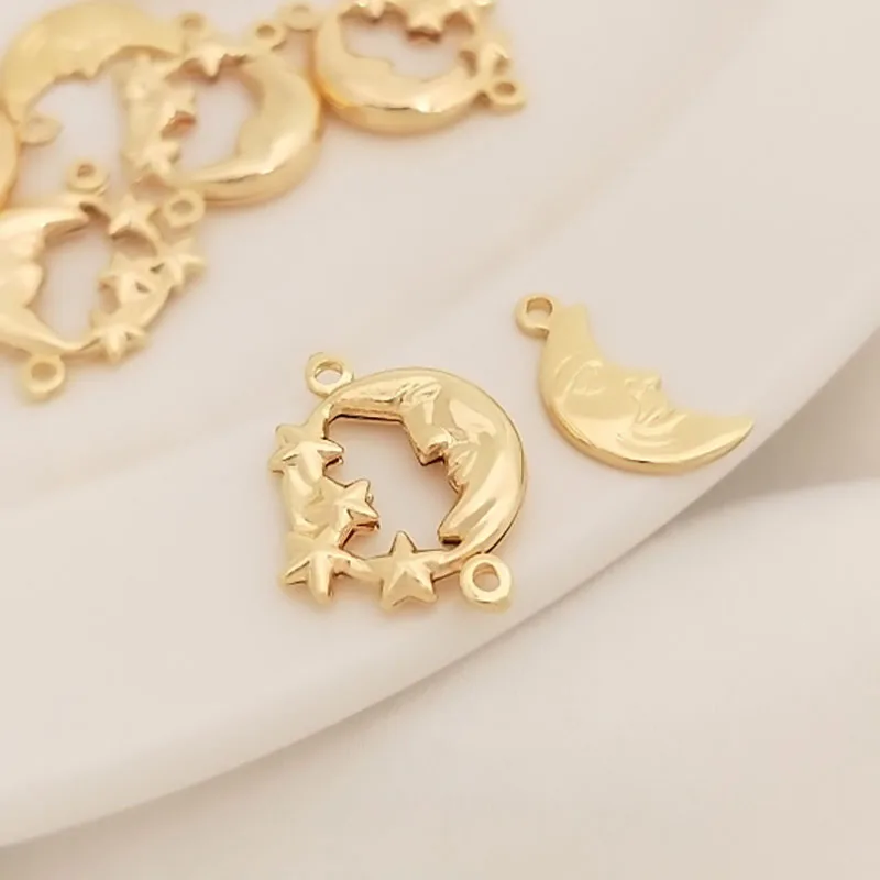 

WZNB 5Pcs Gold Plated Crescent Moon Charms Star Pendant for Jewelry Making Handmade Earring Bracelet Necklace Diy Accessories