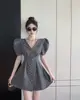 Retro French Temperament Waist-hugging Slim Suit Dress Summer 2025 New Solid Color Short Skirt 6