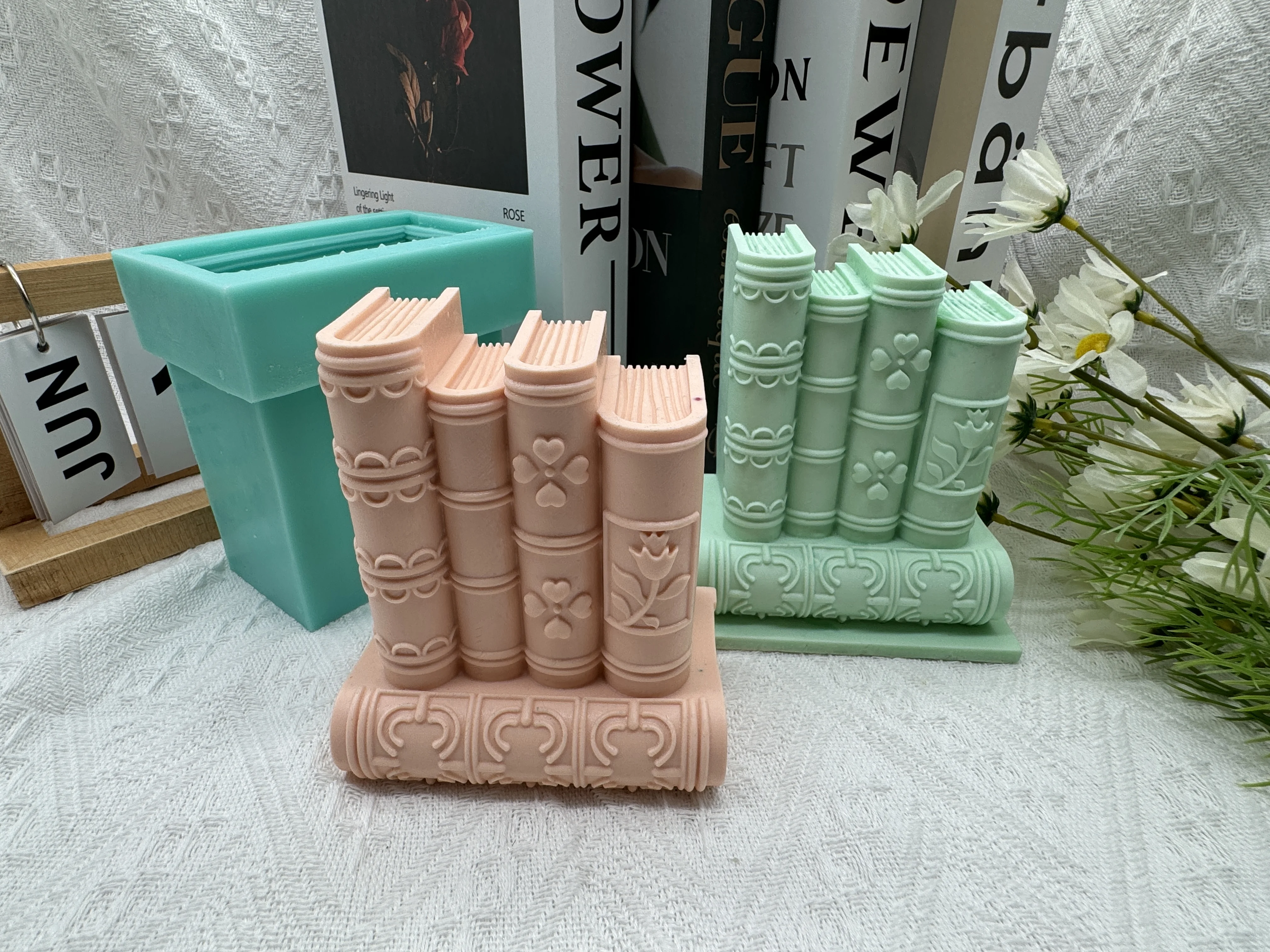 Description Picture 3 of item3D Book Art Candle Soap Silicone Mold,Scented Wax Melt Molds,Aroma Plaster Diffuser Stone Decorated Epoxy Decorations Mould