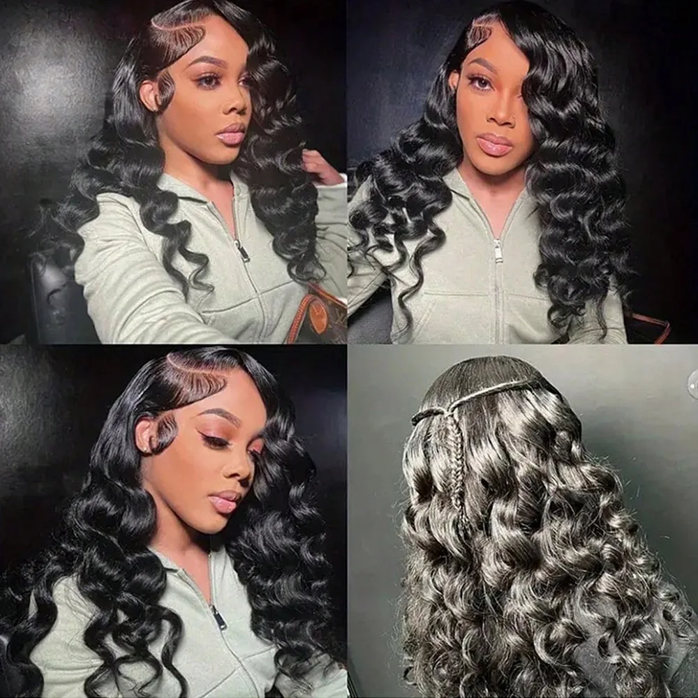 28 Inch 13x6 Deep Wave Lace Frontal Wig Natural Color Wigs Human Pre Plucked with Baby Hair for Black Women 200% Density